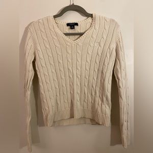 Chaps Cream V-Neck Knitted Sweater